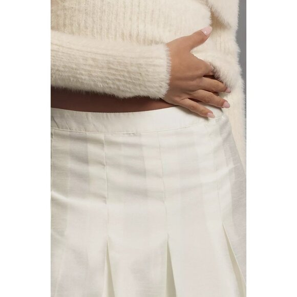 Anthropologie White Pleated Sz 10 Mini Skirt Flared Hem For Women - Picture 8 of 8